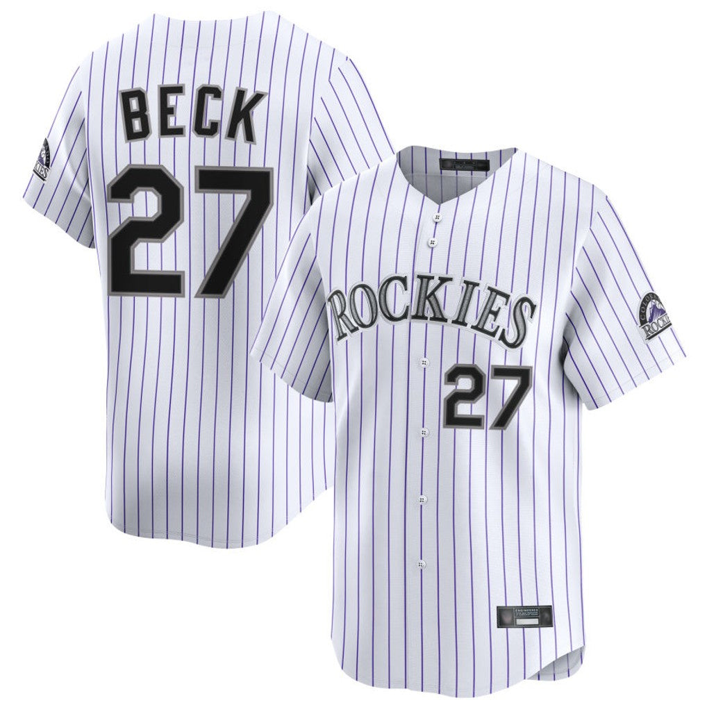 Jamed C.Rockies #27 Jordan Beck Player White Limited Home Stitched Jersey