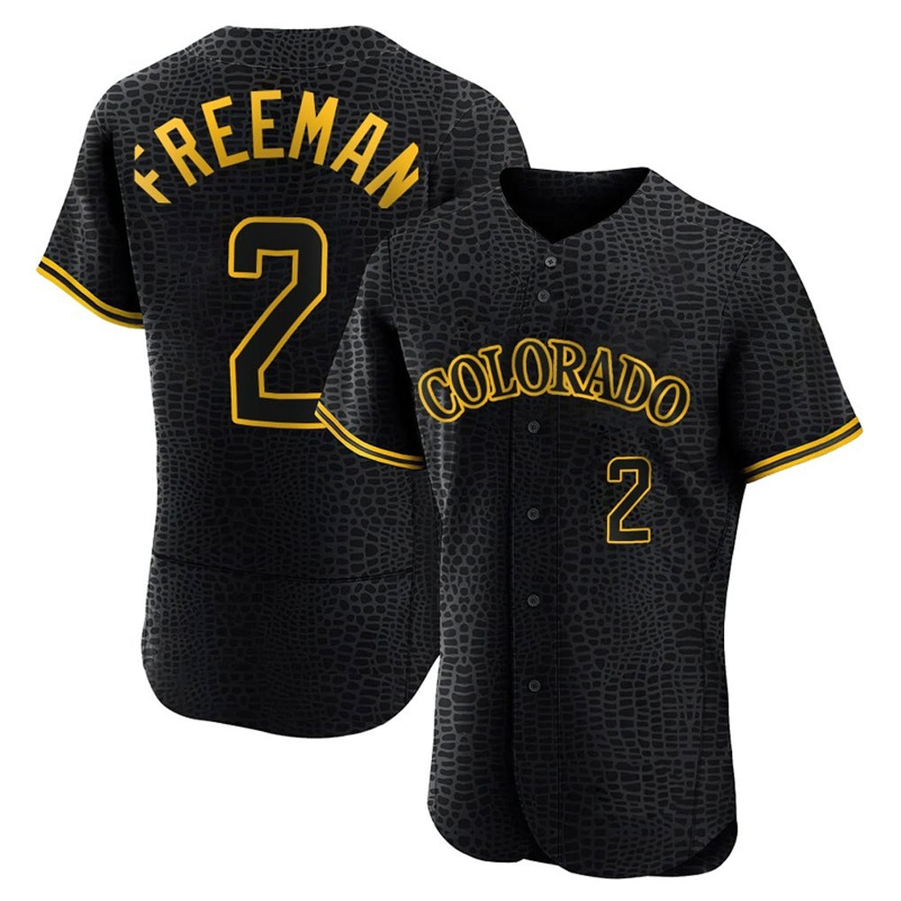 Jamed C.Rockies #2 Tyler Freeman Player Black Snake Skin City Limited Elite Home Stitched Jerseys