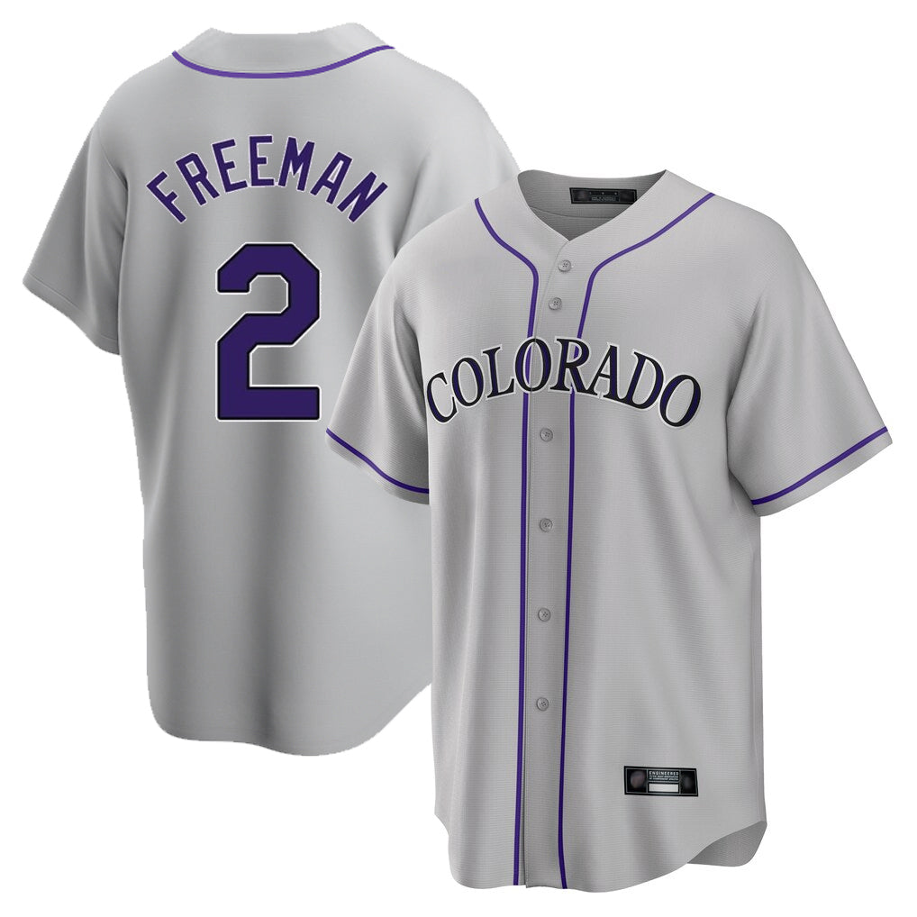 Jamed C.Rockies #2 Tyler Freeman Player Gray Game Home Stitched Jerseys