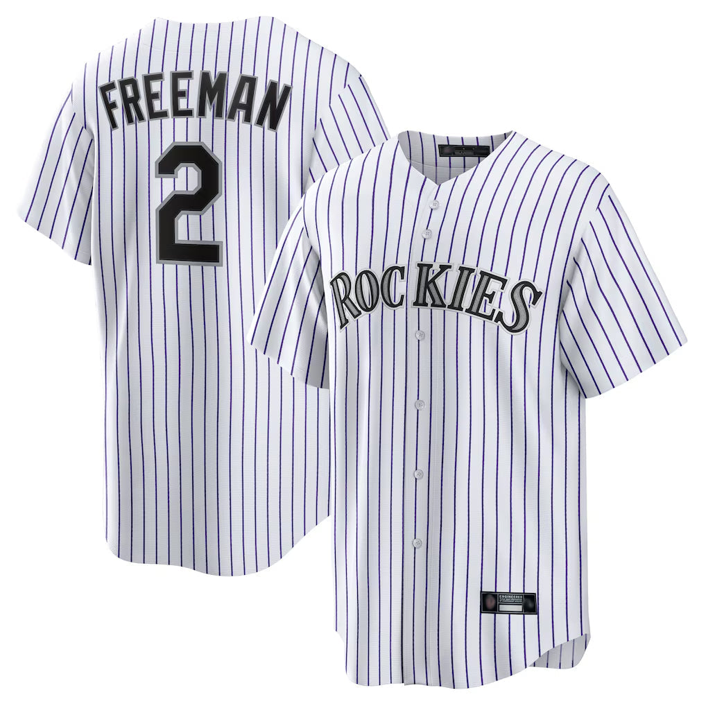 Jamed C.Rockies #2 Tyler Freeman Player White Game Home Stitched Jerseys