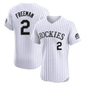 Jamed C.Rockies #2 Tyler Freeman Player White Limited Elite Home Stitched Jerseys