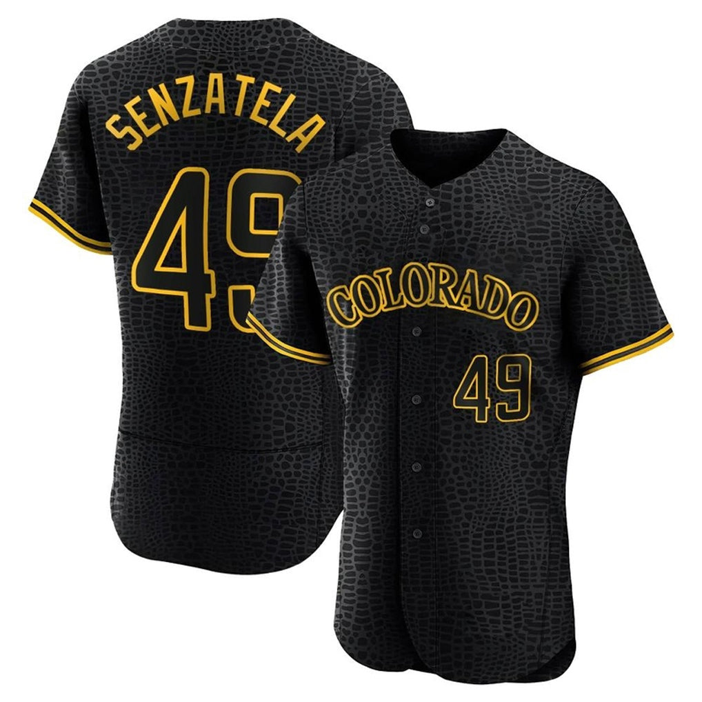 Jamed C.Rockies #49 Antonio Senzatela Player Black Snake Skin City Limited Elite Home Stitched Jerseys