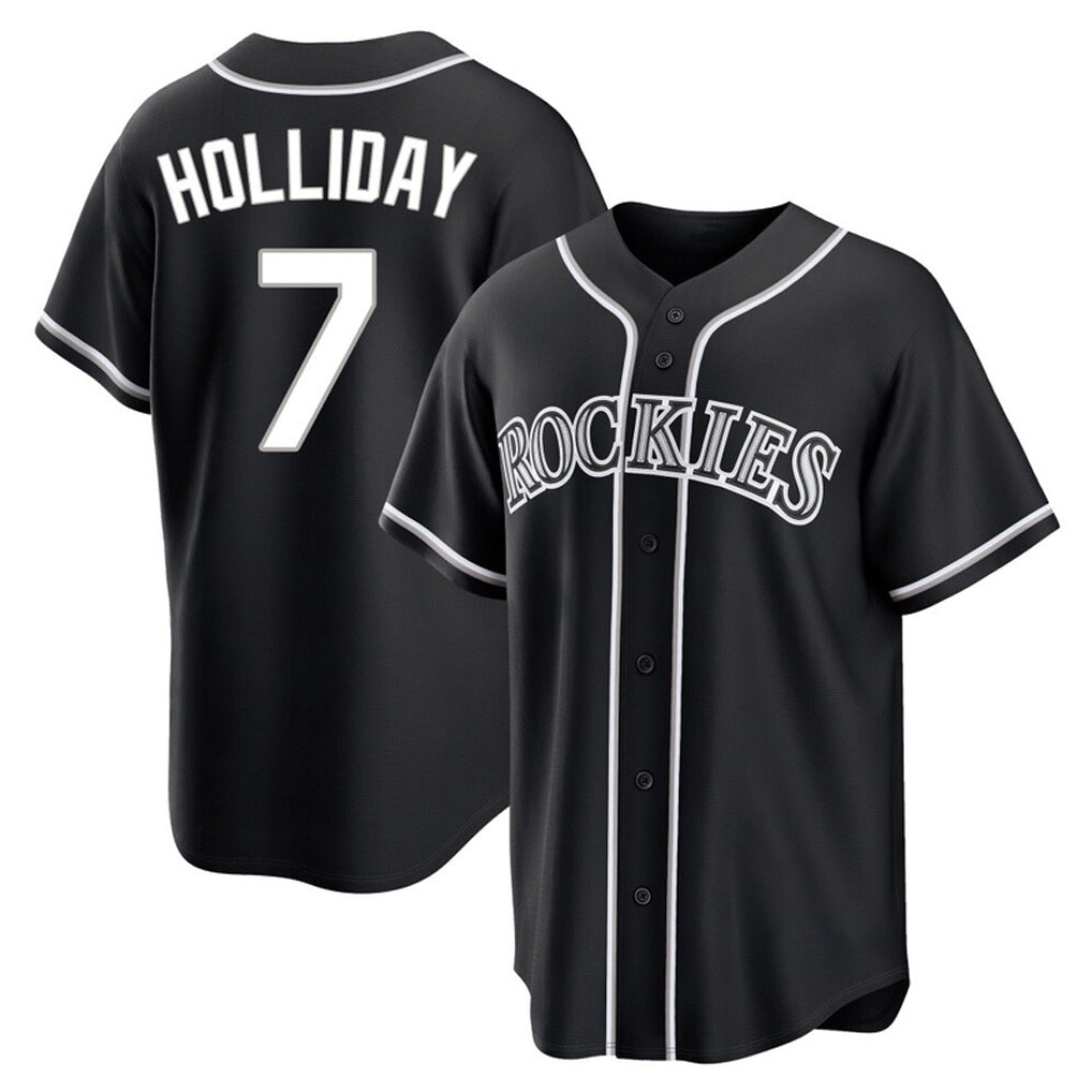 Jamed C.Rockies #7 Matt Holliday Player Black Fashion Out Home Game Stitched Jerseys