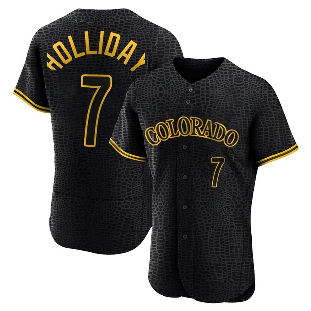 Jamed C.Rockies #7 Matt Holliday Player Black Snake Skin City Limited Elite Home Stitched Jerseys