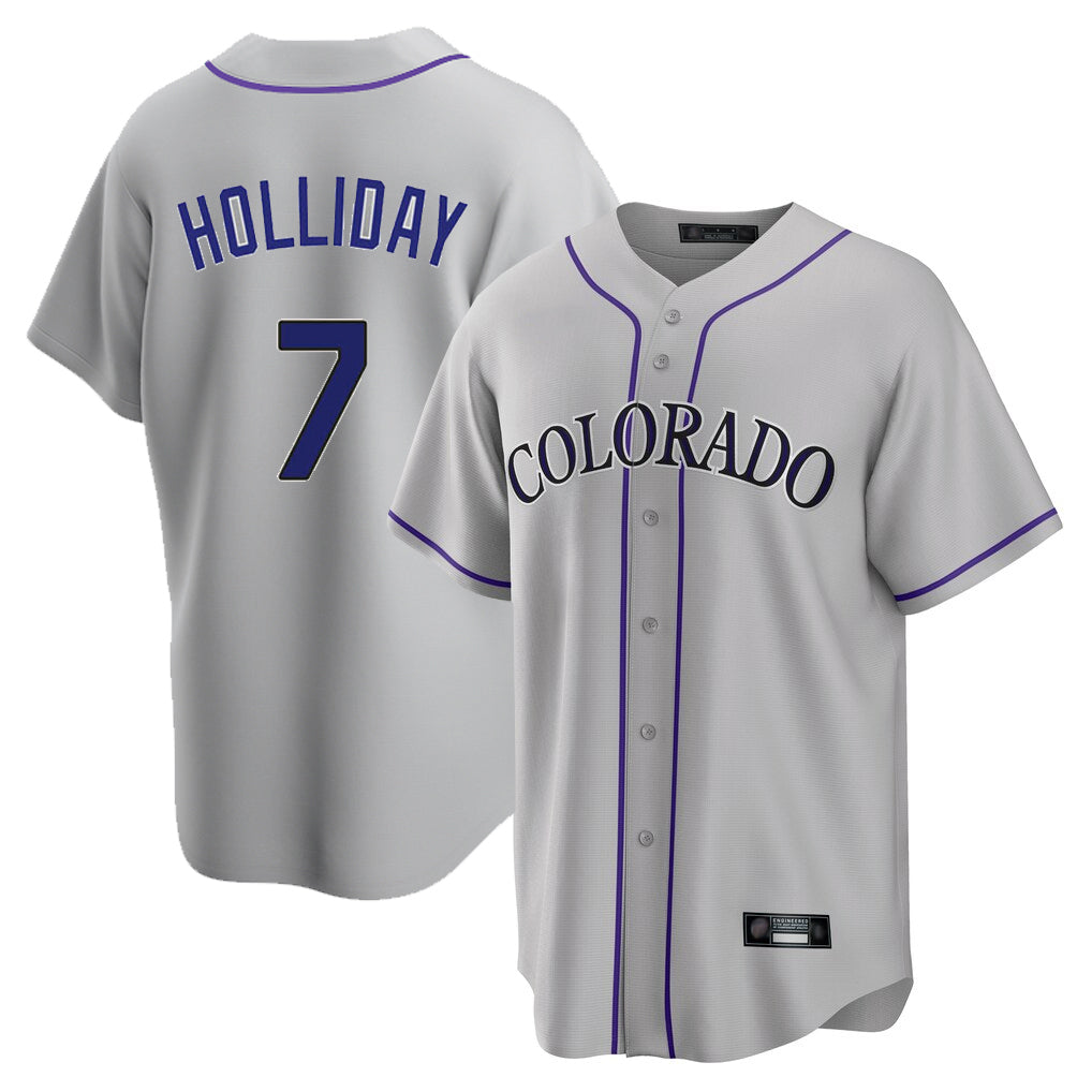 Jamed C.Rockies #7 Matt Holliday Player Gray Game Home Stitched Jerseys