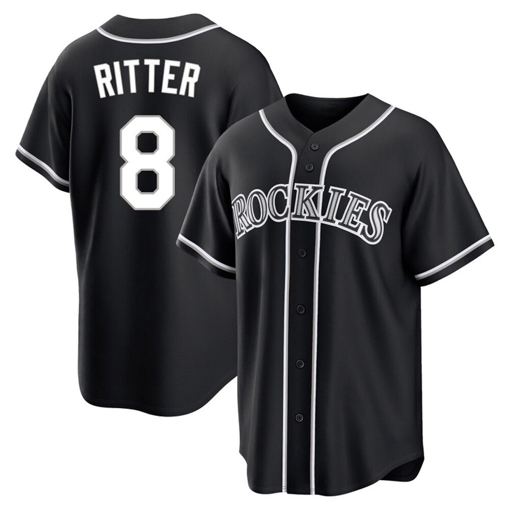 Jamed C.Rockies #8 Ryan Ritter Player Black Fashion Out Home Game Stitched Jerseys