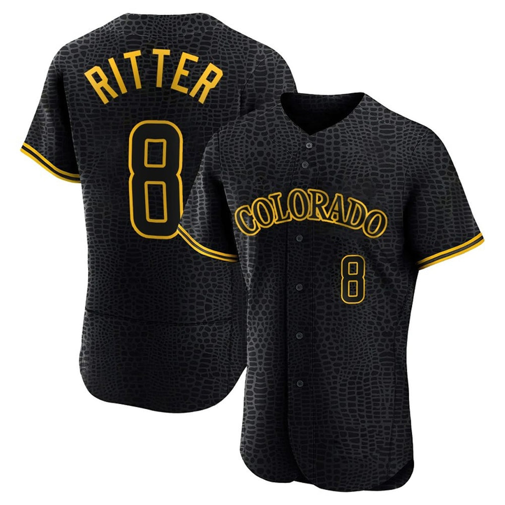 Jamed C.Rockies #8 Ryan Ritter Player Black Snake Skin City Limited Elite Home Stitched Jerseys