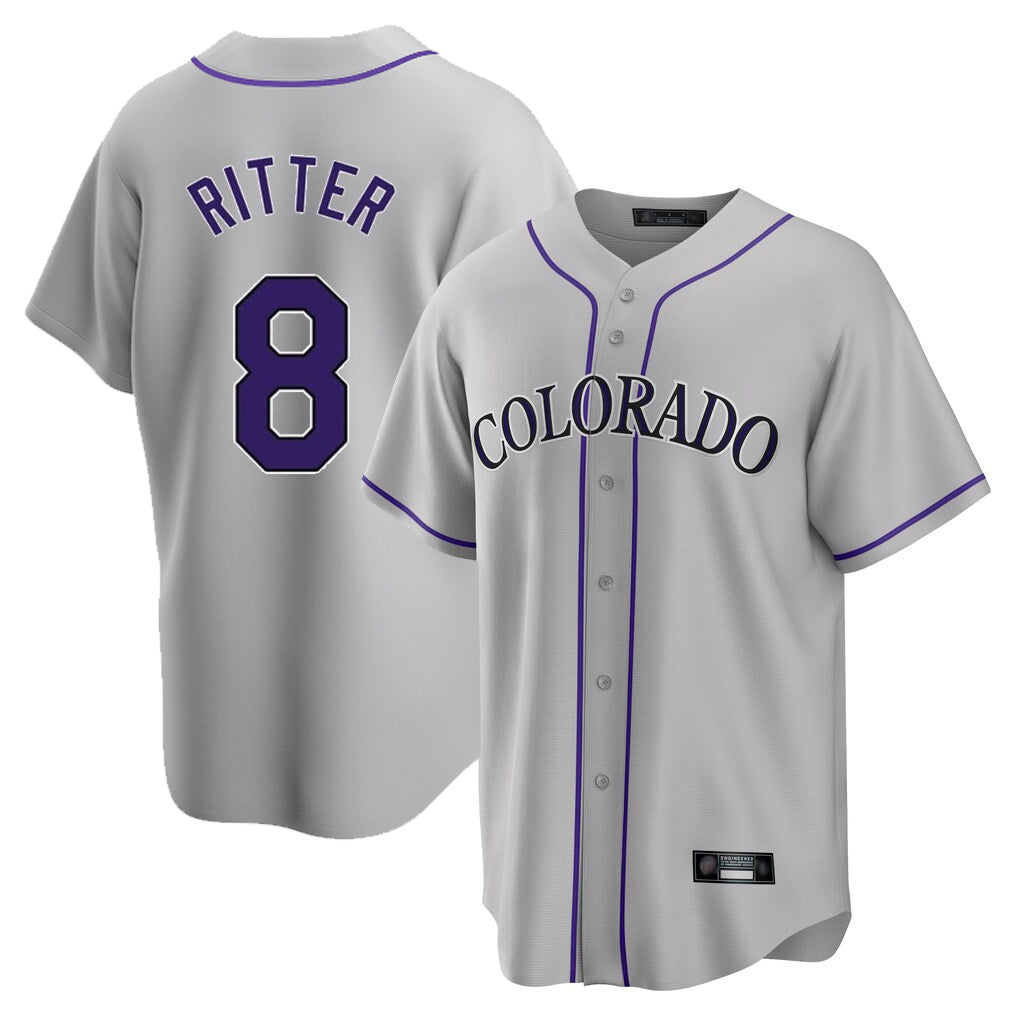 Jamed C.Rockies #8 Ryan Ritter Player Gray Game Home Stitched Jerseys