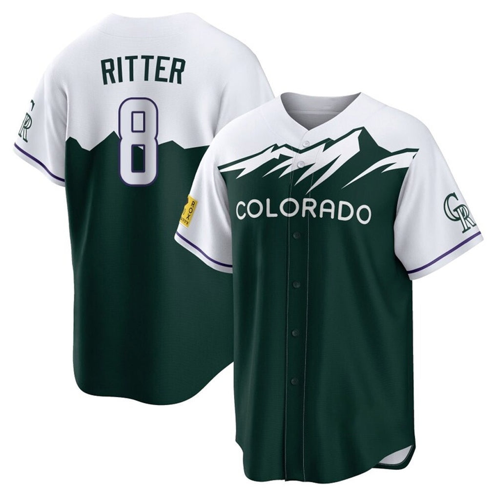 Jamed C.Rockies #8 Ryan Ritter Player Green City Connect Home Game Stitched Jerseys