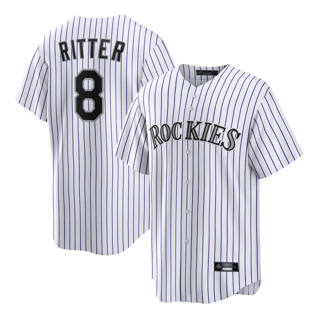 Jamed C.Rockies #8 Ryan Ritter Player White Game Home Stitched Jerseys