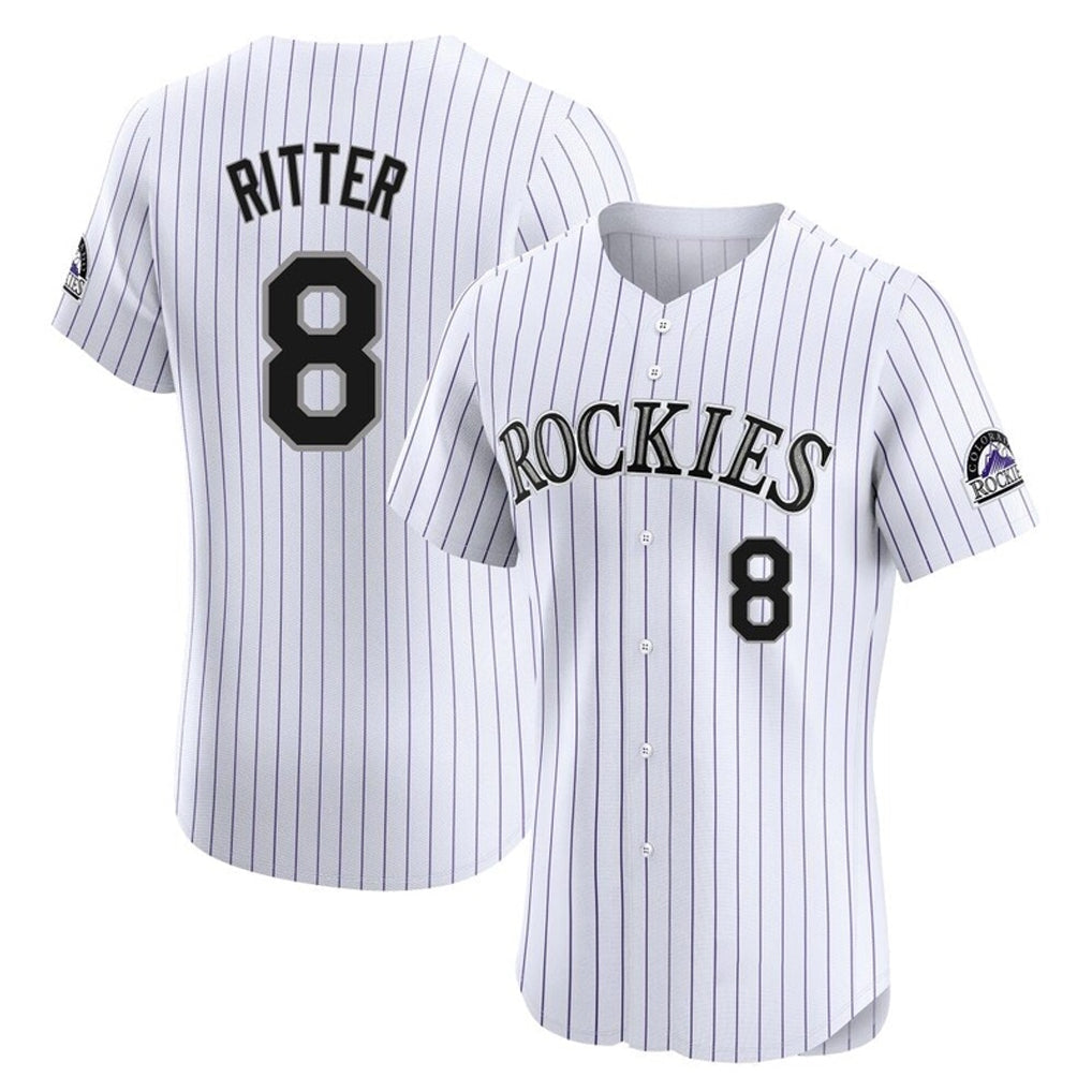 Jamed C.Rockies #8 Ryan Ritter Player White Limited Elite Home Stitched Jerseys