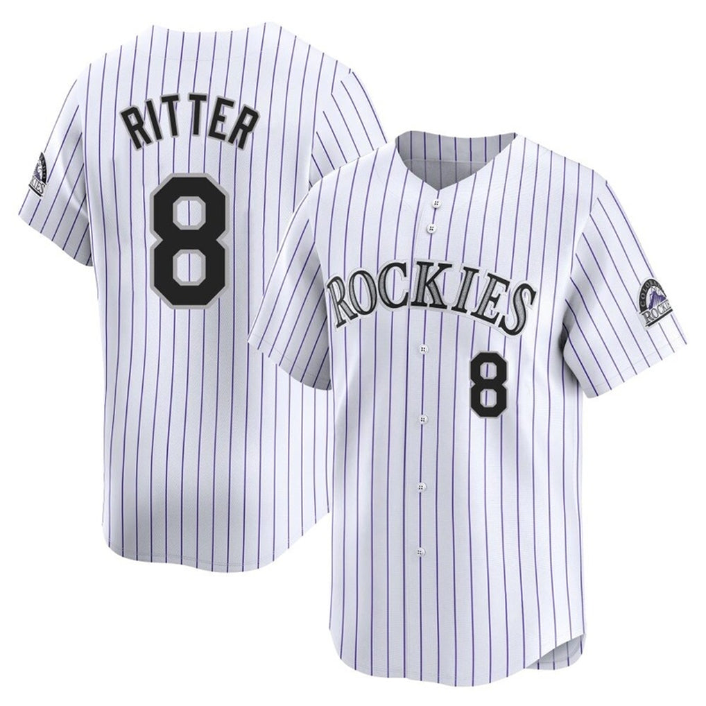 Jamed C.Rockies #8 Ryan Ritter Player White Limited Home Stitched Jerseys