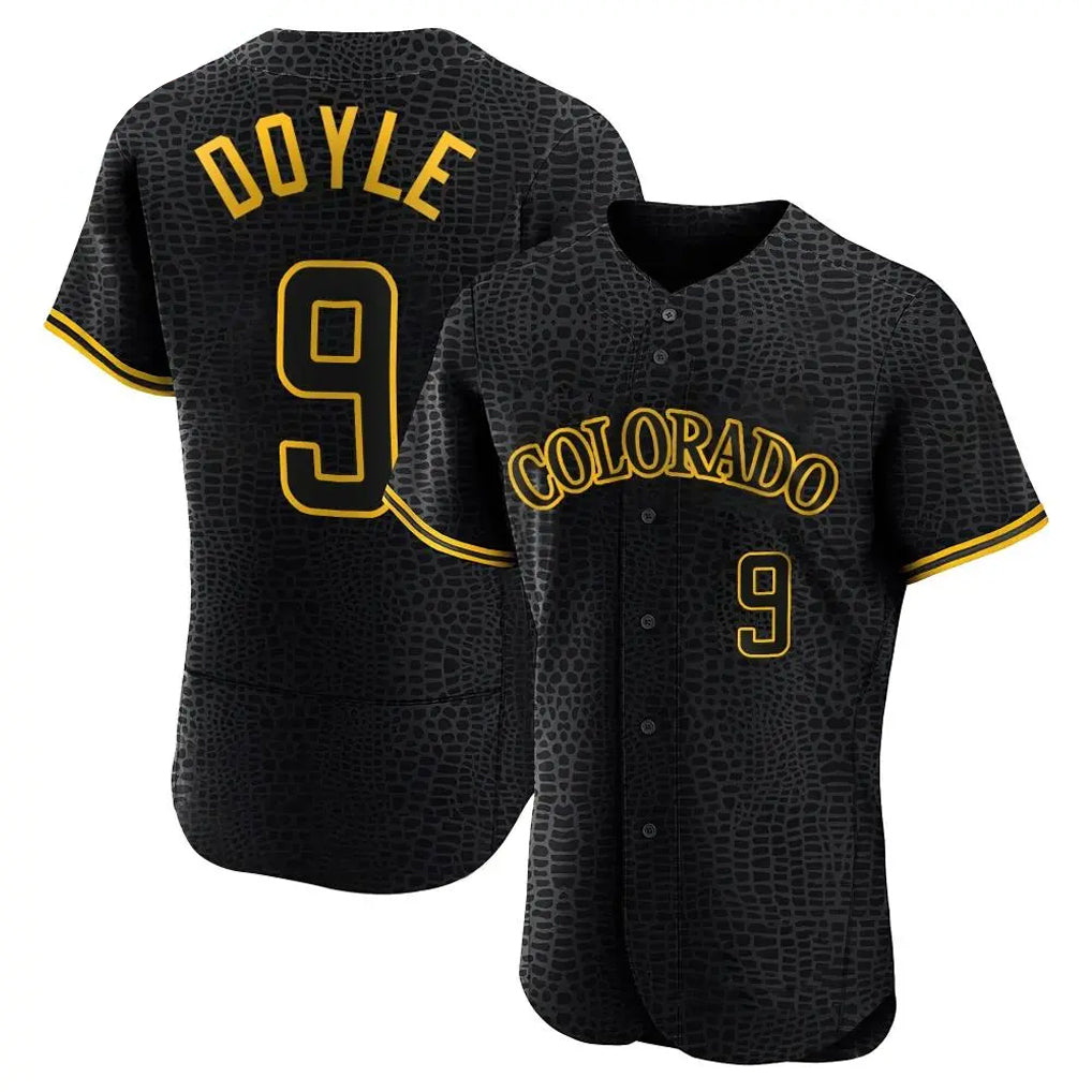 Jamed C.Rockies #9 Brenton Doyle Player Black Snake Skin City Limited Elite Home Stitched Jerseys
