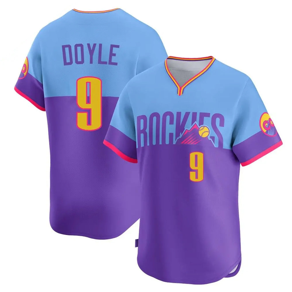 Jamed C.Rockies #9 Brenton Doyle Player Purple-Light Blue City Connect Limited Home T-shirt Stitched Jerseys
