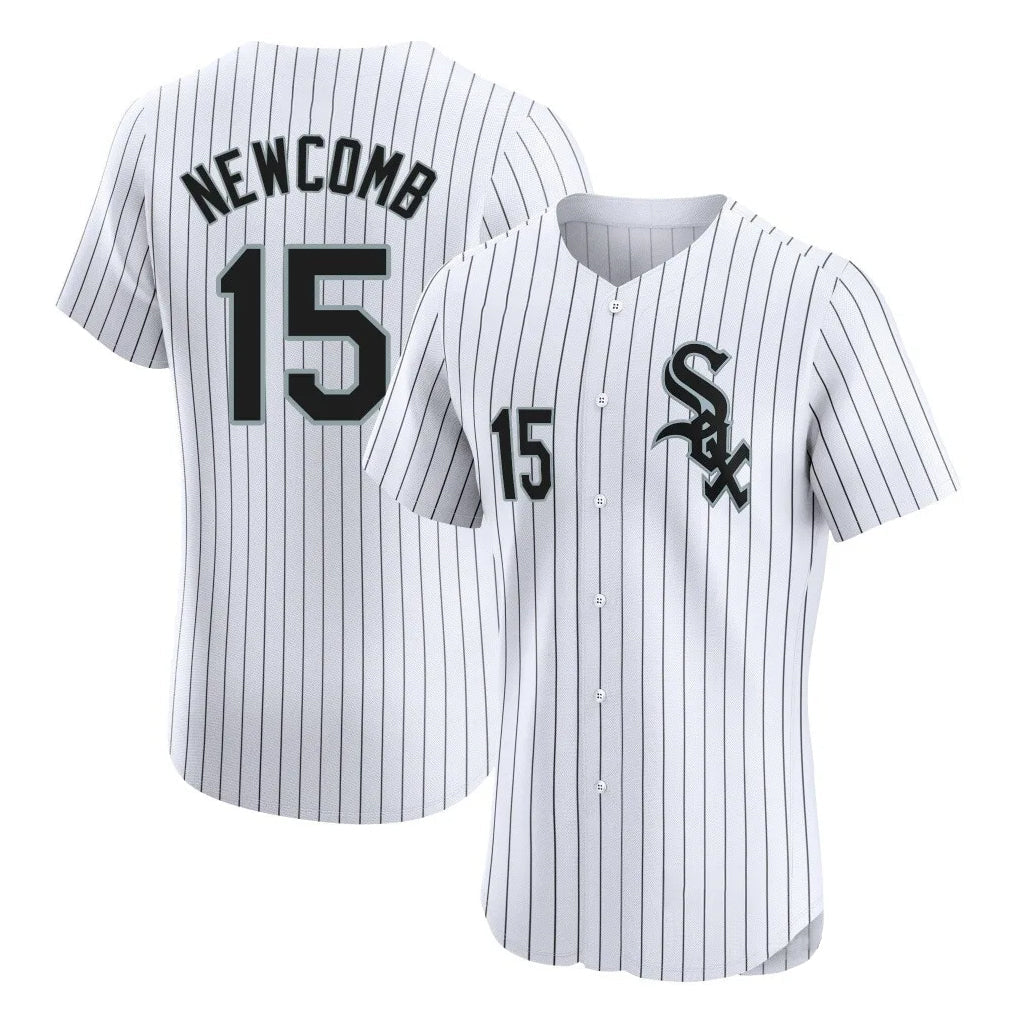 Jamed C.White Sox #15 Sean Newcomb Player White Stripe Limited Elite Home Stitched Jerseys