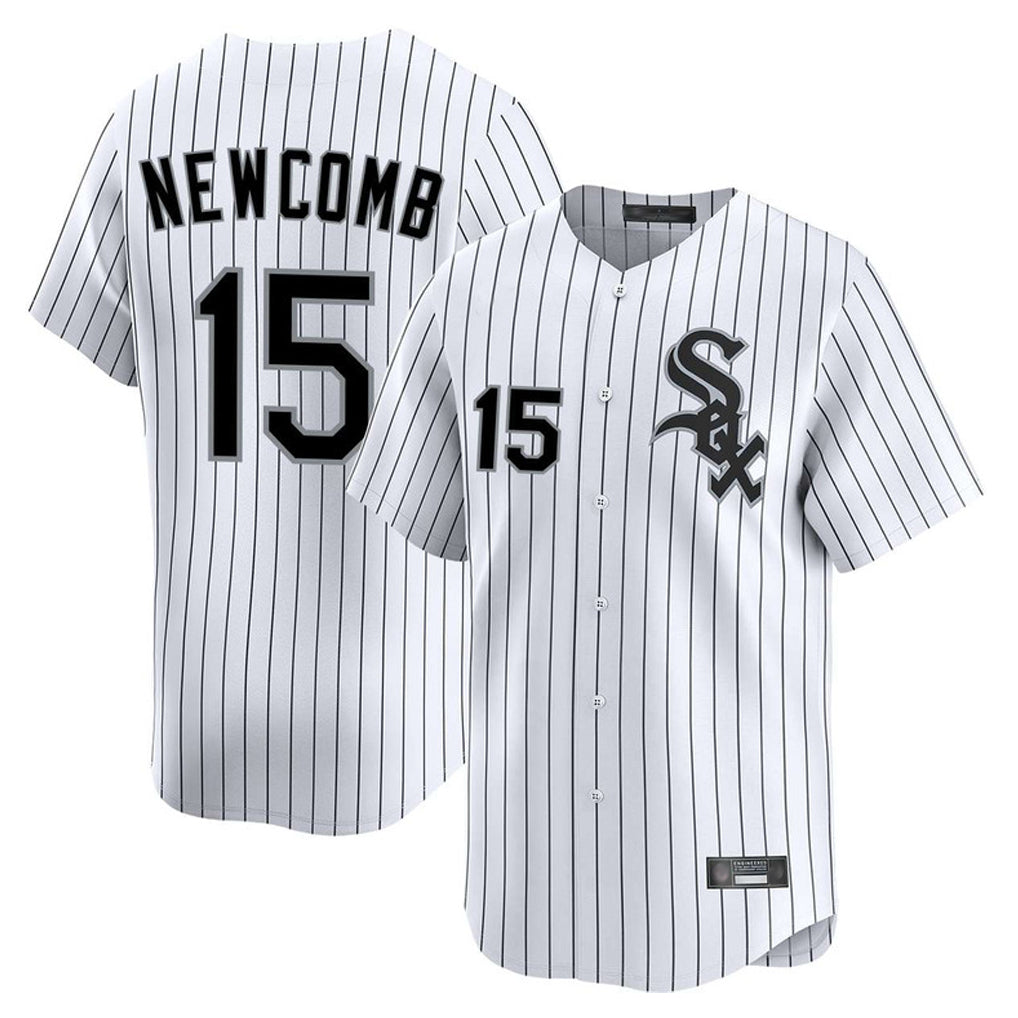 Jamed C.White Sox #15 Sean Newcomb Player White Stripe Limited Home Stitched Jerseys
