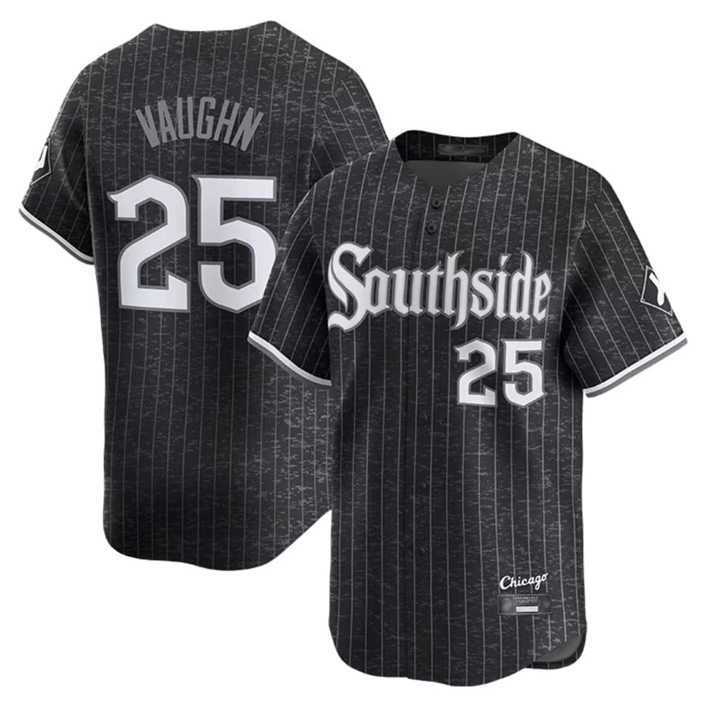 Jamed C.White Sox #25 Andrew Vaughn Player Black City Connect Limited Home Stitched Jerseys