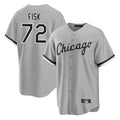Jamed C.White Sox #72 Carlton Fisk Player Gray Home Game Stitched Jerseys