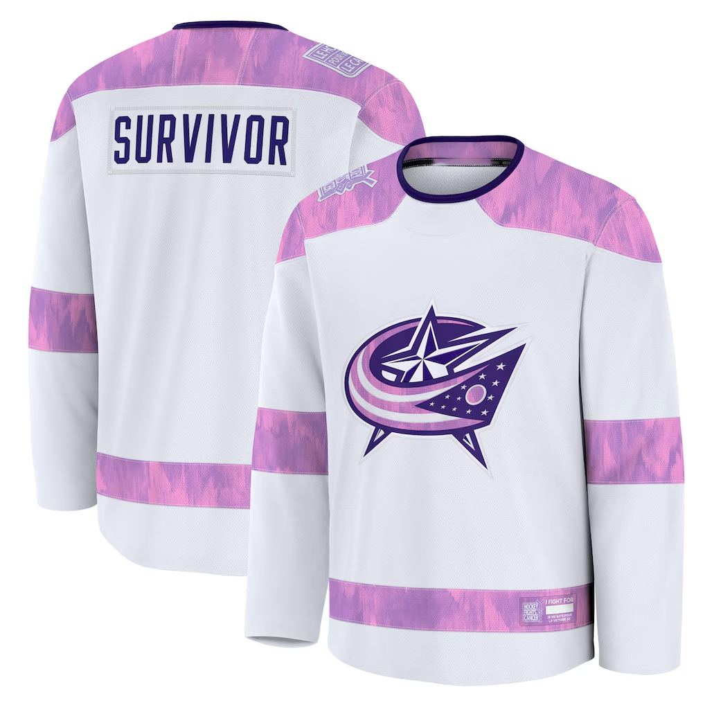 Jamed CB.Jackets White Hockey Fights Cancer Survivor Practice Jersey