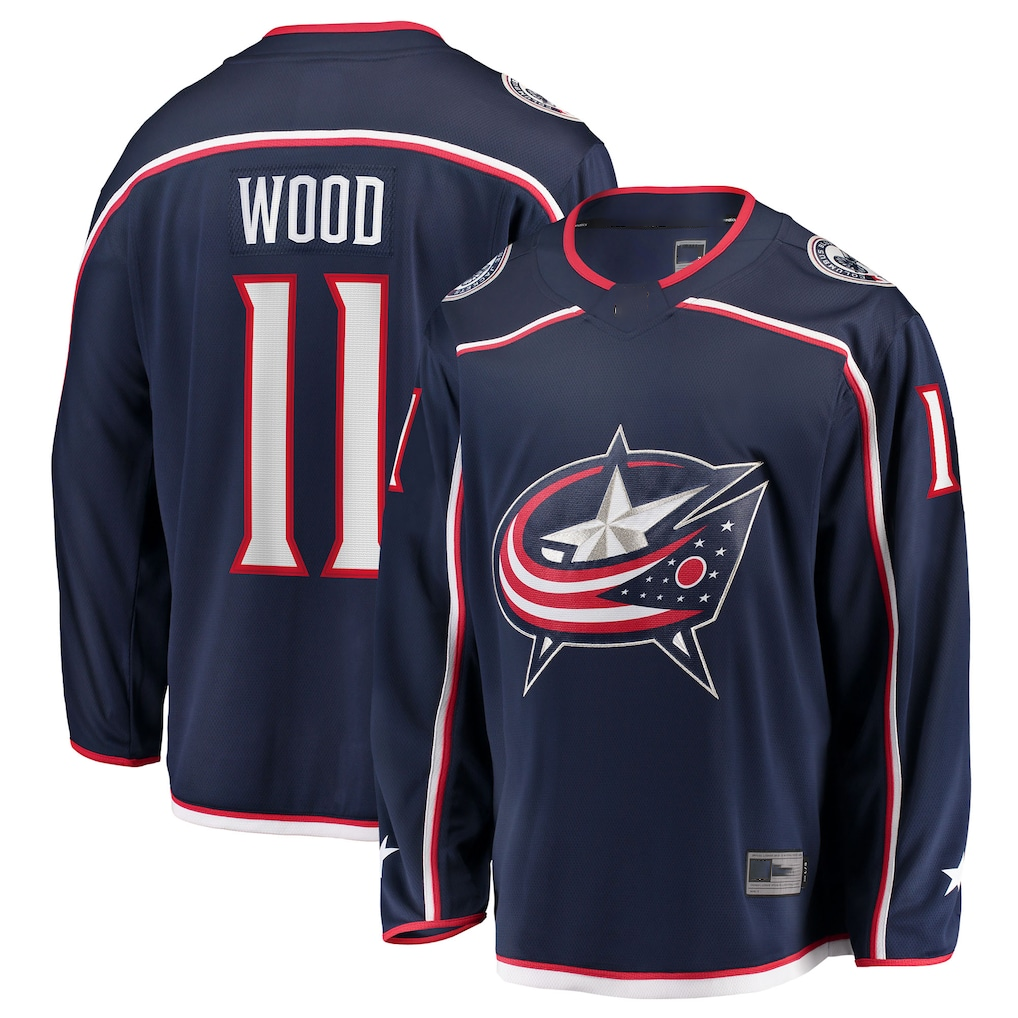 Jamed CB.Jackets #11 Miles Wood Navy Home Breakaway Jersey