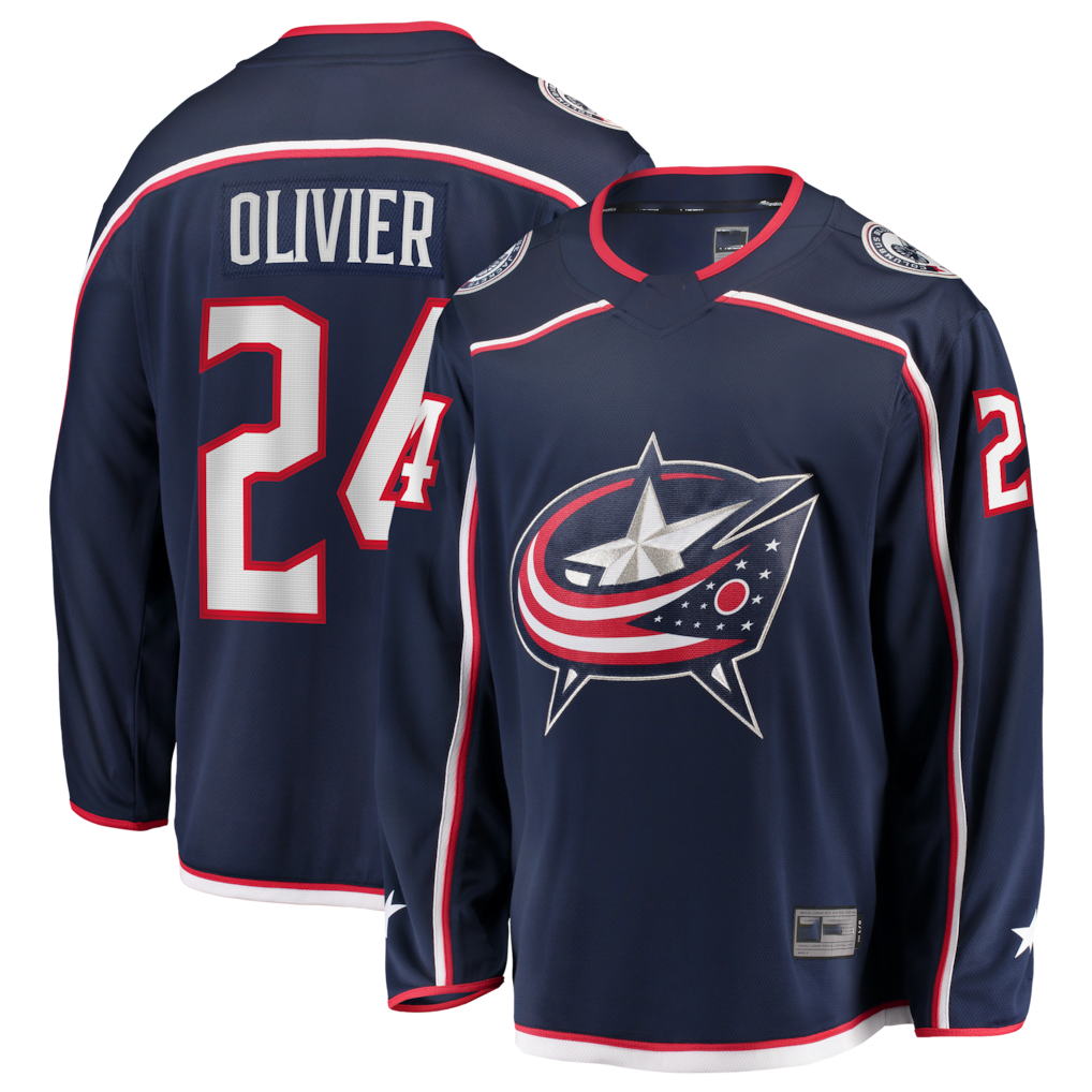 Jamed CB.Jackets #24 Mathieu Olivier Navy Home Breakaway Jersey