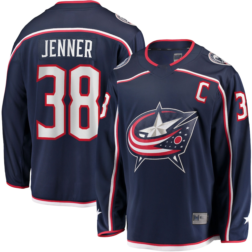 Jamed CB.Jackets #34 Cole Sillinger Navy Home Breakaway Player Jersey
