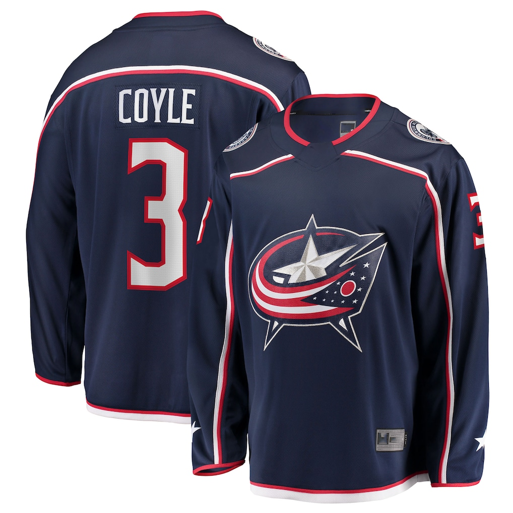 Jamed CB.Jackets #3 Charlie Coyle Navy Home Breakaway Jersey