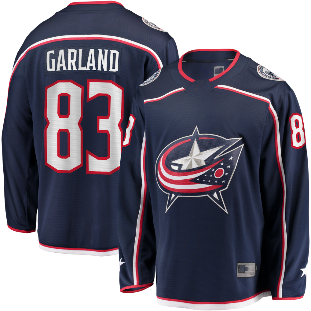 Jamed CB.Jackets #83 Conor Garland Navy Home Breakaway Jersey