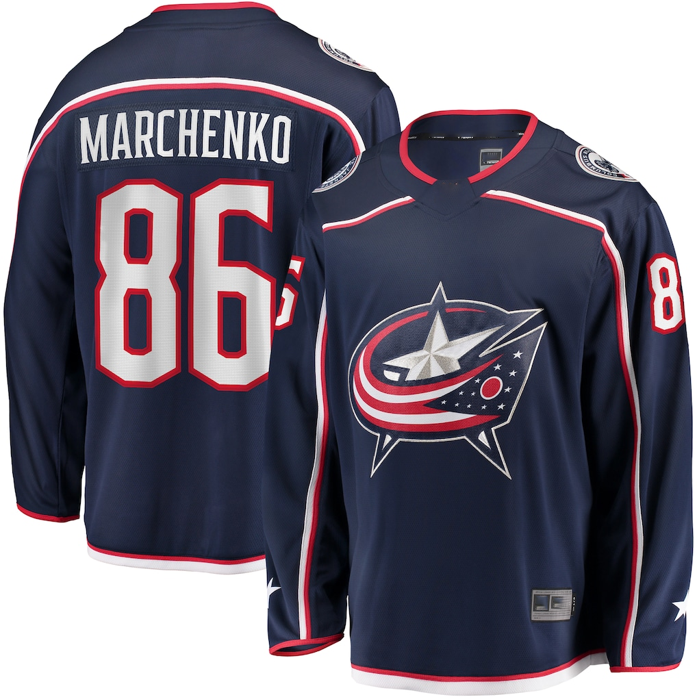 Jamed CB.Jackets #86 Kirill Marchenko Navy Home Breakaway Jersey