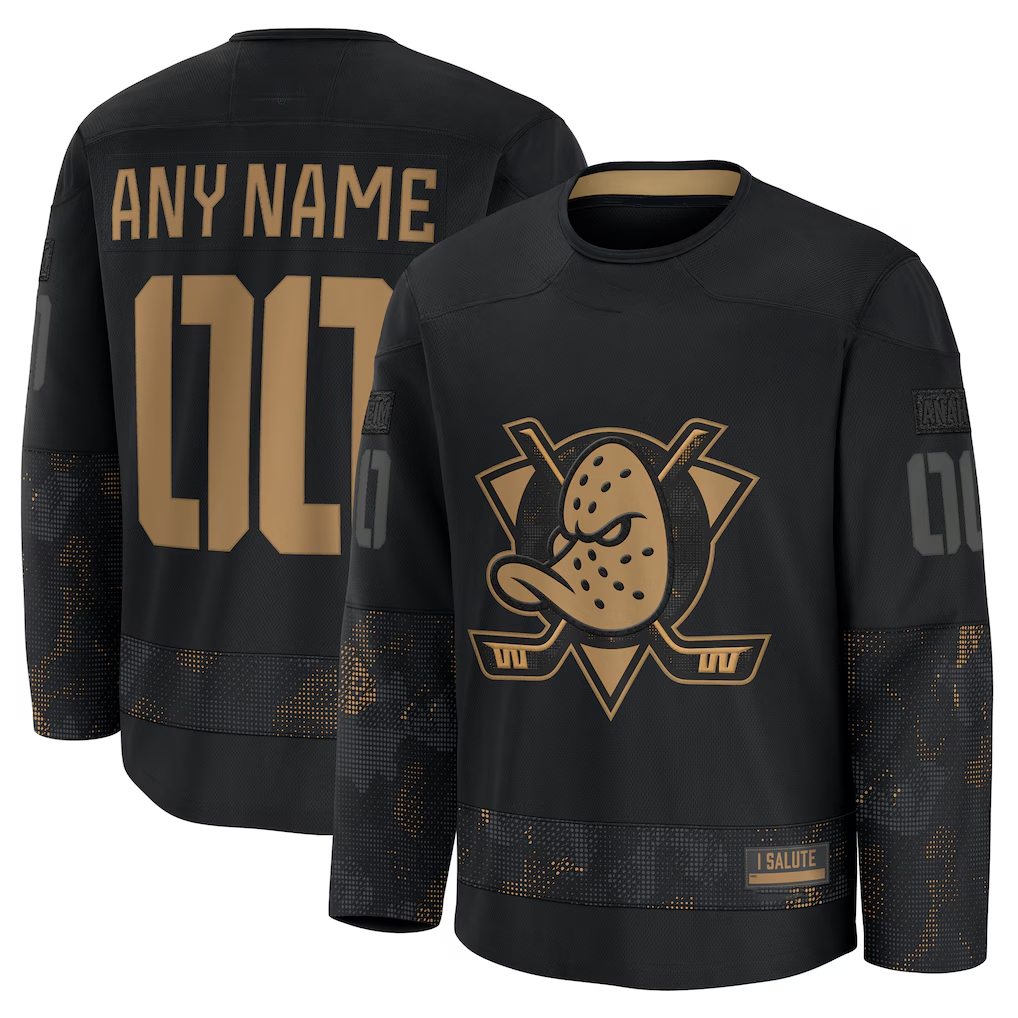 Jamed Custom A.Ducks Black 2024 Military Appreciation Practice Jerseys