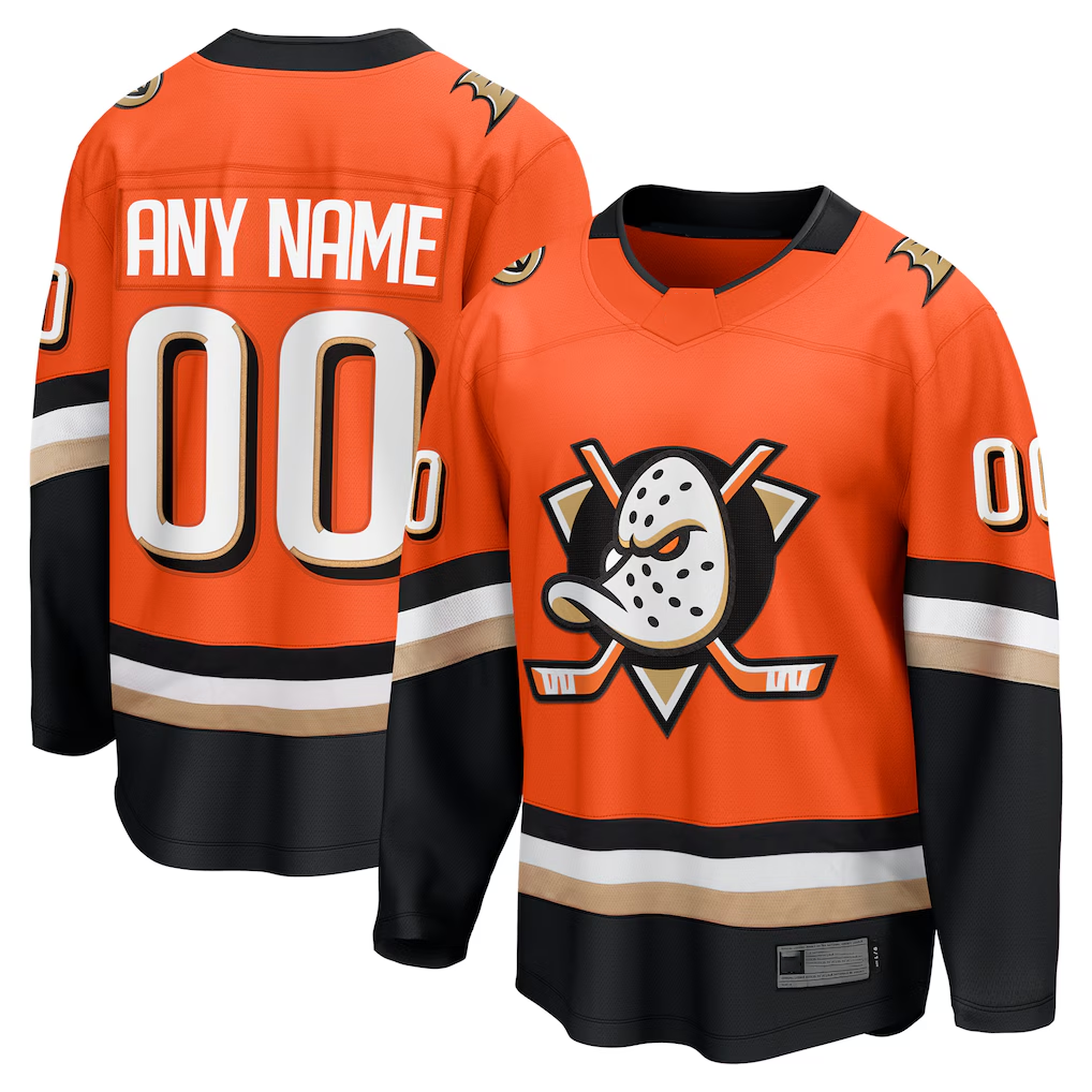Jamed Custom A.Ducks Orange Home Breakaway Jerseys