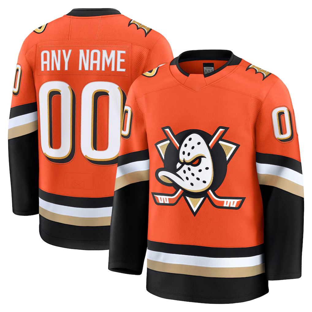 Jamed Custom A.Ducks Orange Home Premium Jerseys