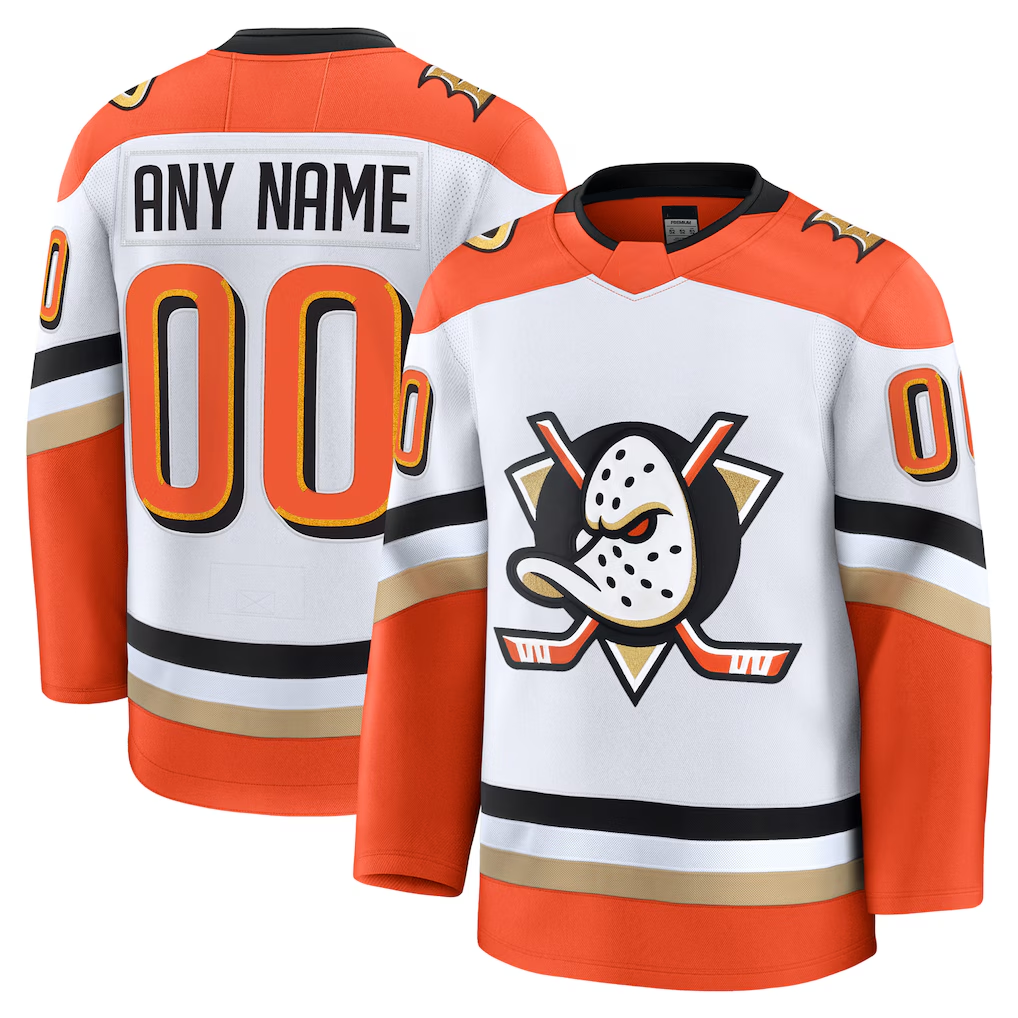 Jamed Custom A.Ducks White Away Premium Jerseys