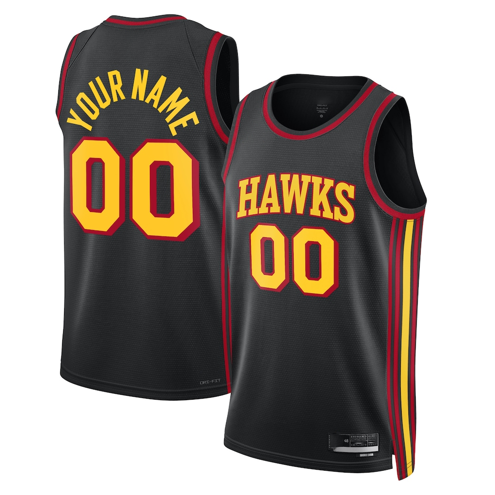 Jamed Custom A.Hawks Black 2022-23 Swingman Jerseys - Statement Edition