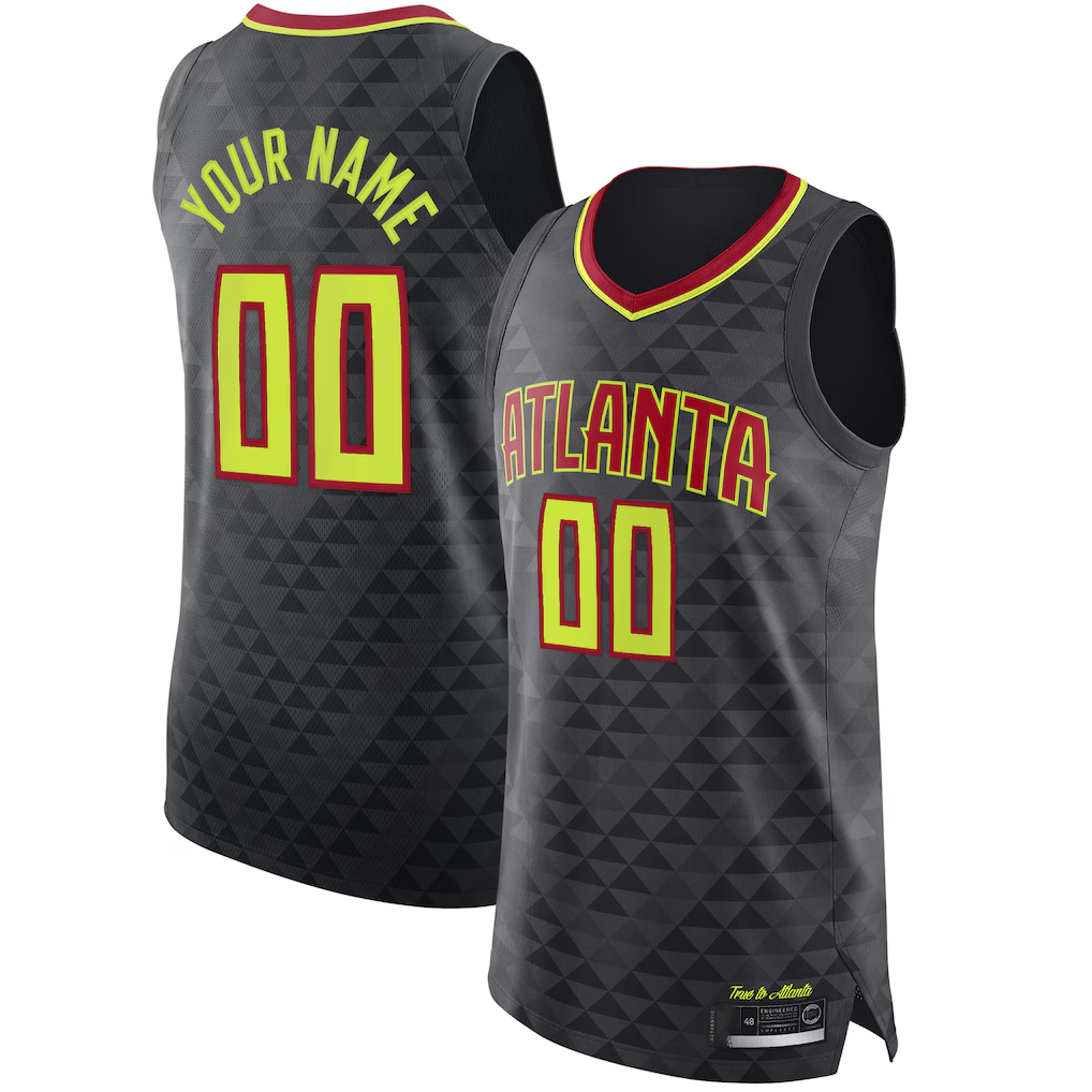 Jamed Custom A.Hawks Black Authentic Jerseys - Icon Edition