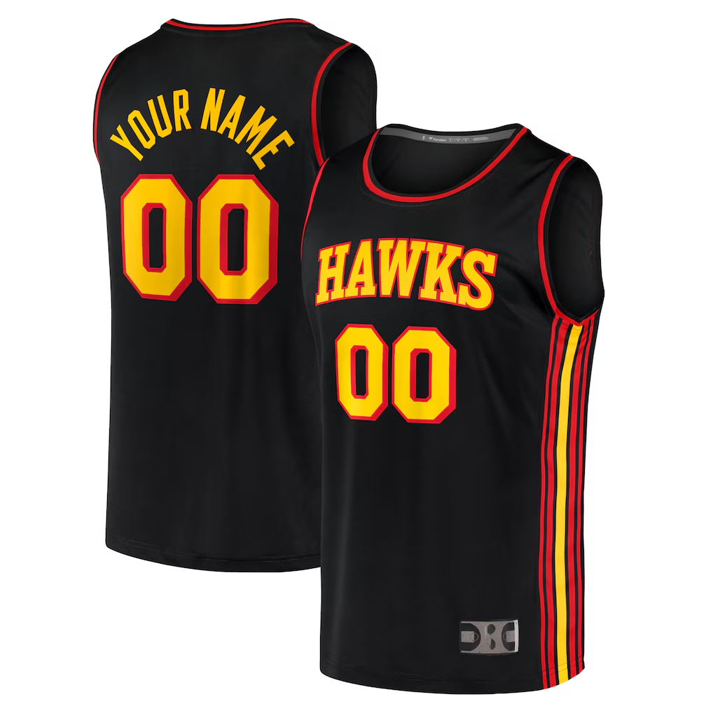 Jamed Custom A.Hawks Black Fast Break Replica Jerseys - Statement Edition