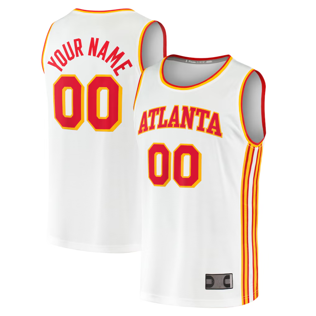 Jamed Custom A.Hawks White Fast Break Replica Jerseys - Association Edition