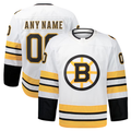 Jamed Custom B.Bruins White Away Authentic Pro Stitched Jerseys
