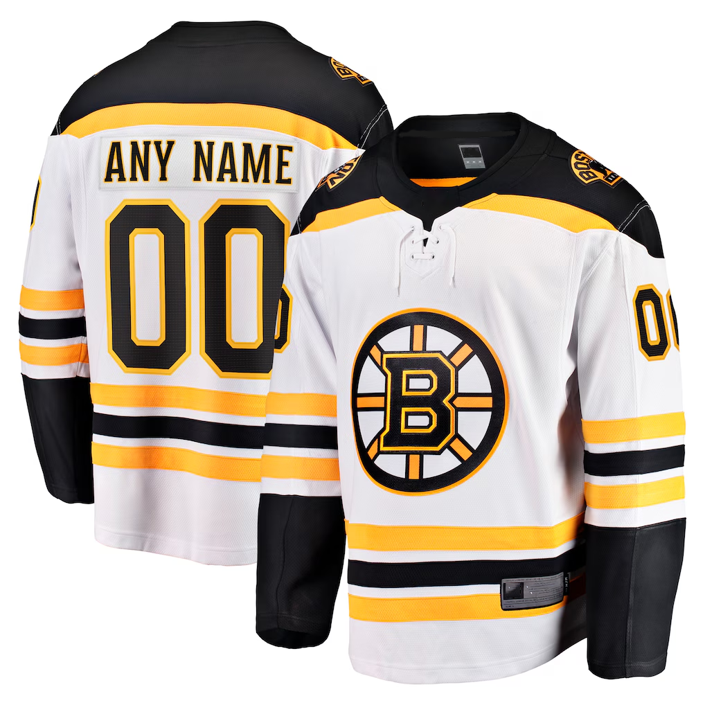 Jamed Custom B.Bruins White Away Breakaway Stitched Jerseys