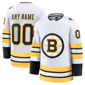 Jamed Custom B.Bruins White Away Premium Stitched Jerseys