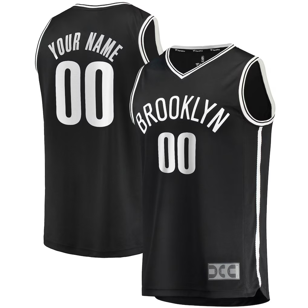 Jamed Custom B.Nets Black Fast Break Replica Jerseys - Icon Edition