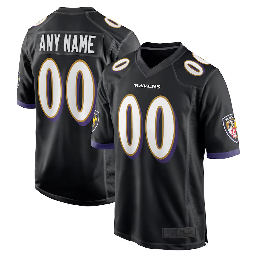Jamed Custom B.Ravens Black Home Game Stitched Jerseys