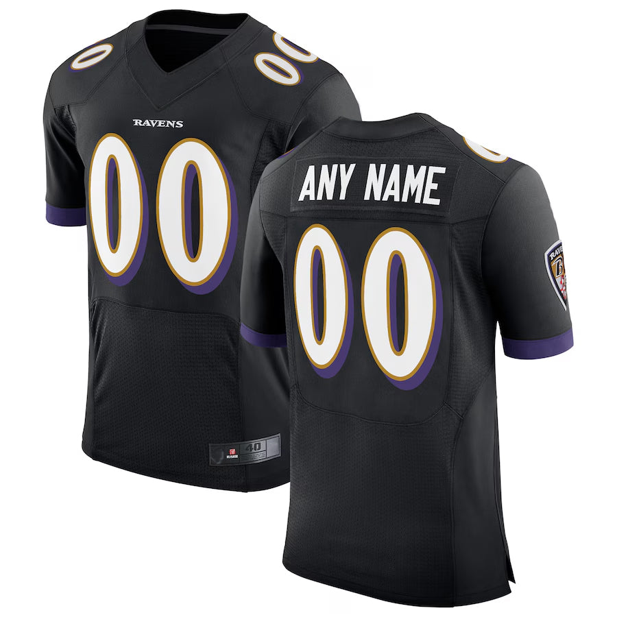 Jamed Custom B.Ravens Black Speed Machine Elite Stitched Jerseys