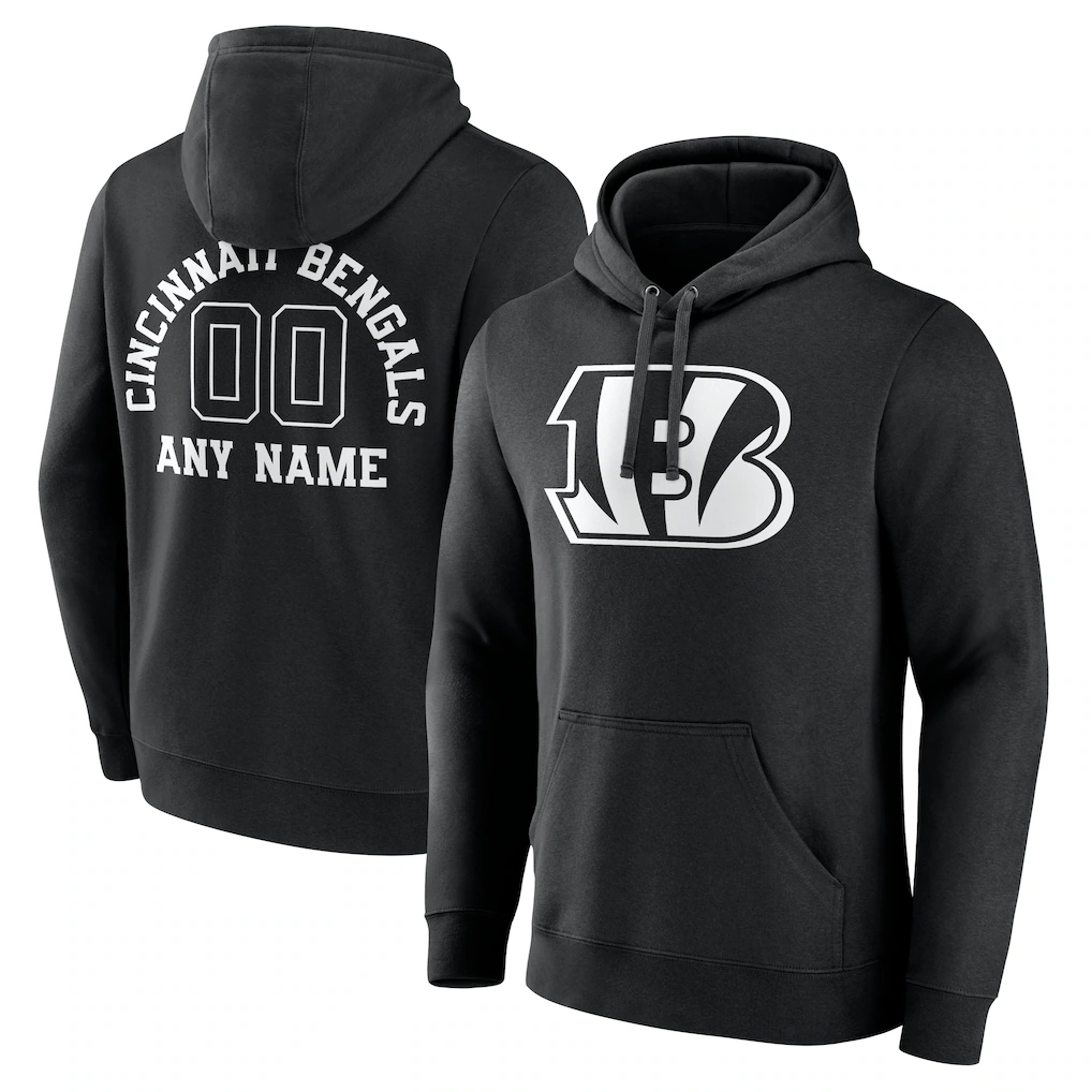 Jamed Custom C.Bengals Black Personalized Name & Number Pullover Hoodie Stitched Jerseys