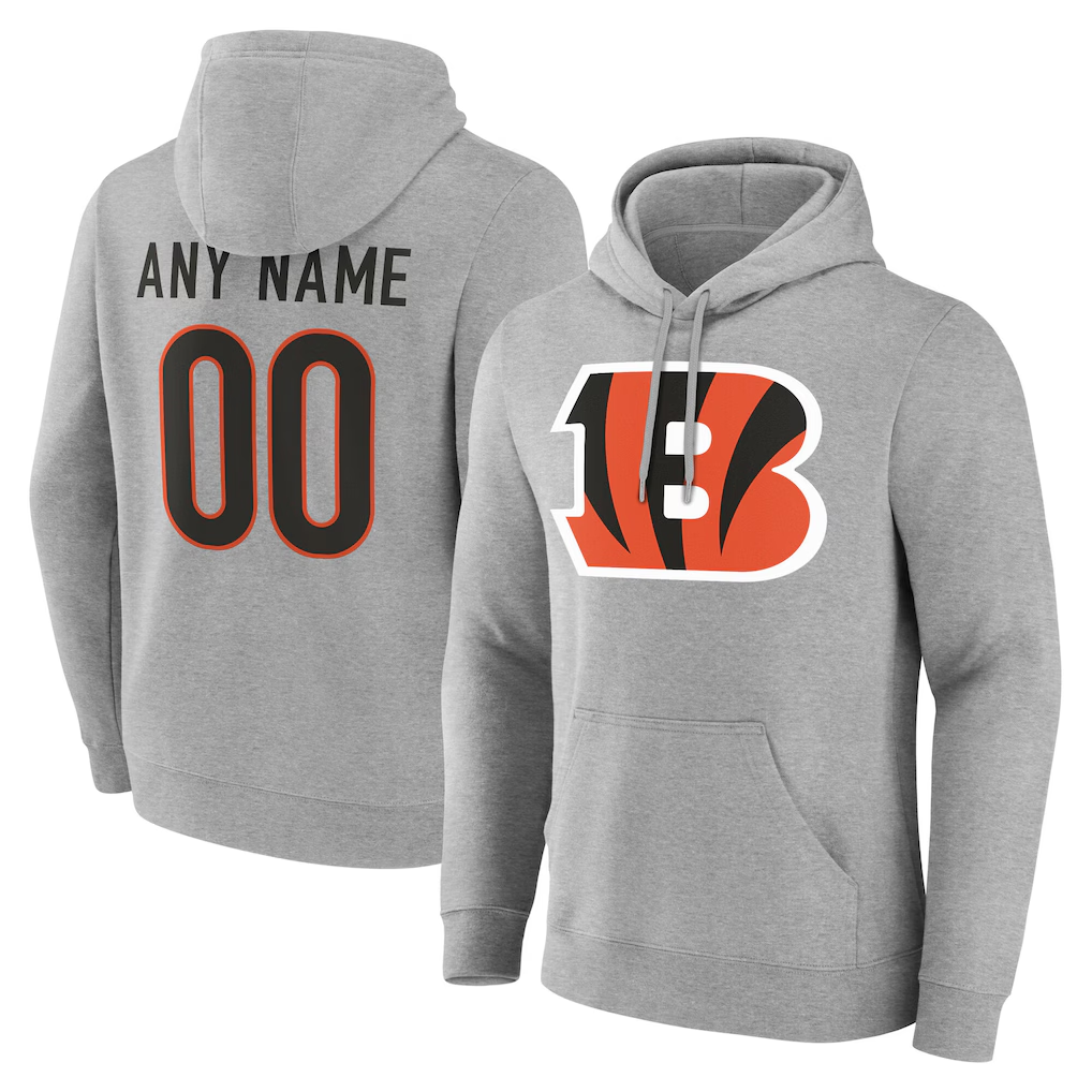 Jamed Custom C.Bengals Gray Team Authentic Personalized Name & Number Hoodie Stitched Jerseys
