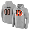 Jamed Custom C.Bengals Gray Team Authentic Personalized Name & Number Hoodie Stitched Jerseys