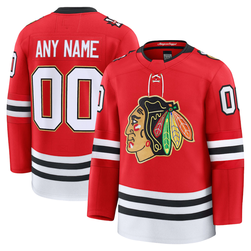 Jamed Custom C.Blackhawks Red Centennial Premium Jerseys