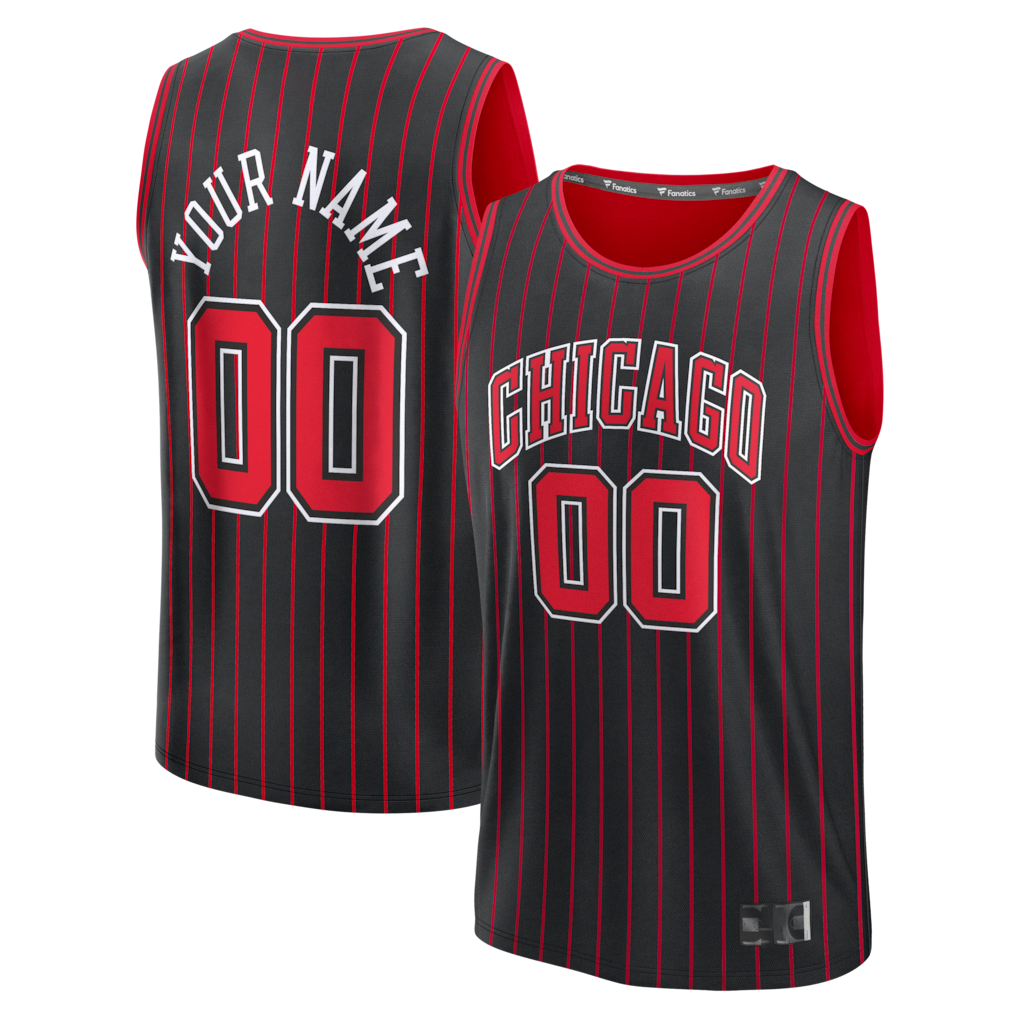 Jamed Custom Chicago BullsC.Bulls Black Fast Break Jerseys - Icon Edition