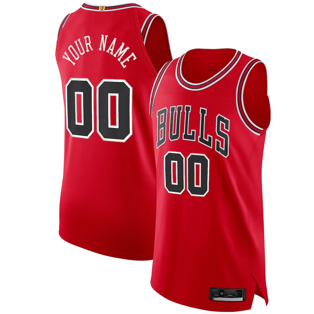 Jamed Custom C.Bulls Red Authentic Jerseys - Icon Edition