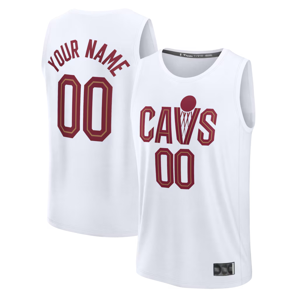 Jamed Custom C.Cavaliers White Fast Break Jerseys - Icon Edition